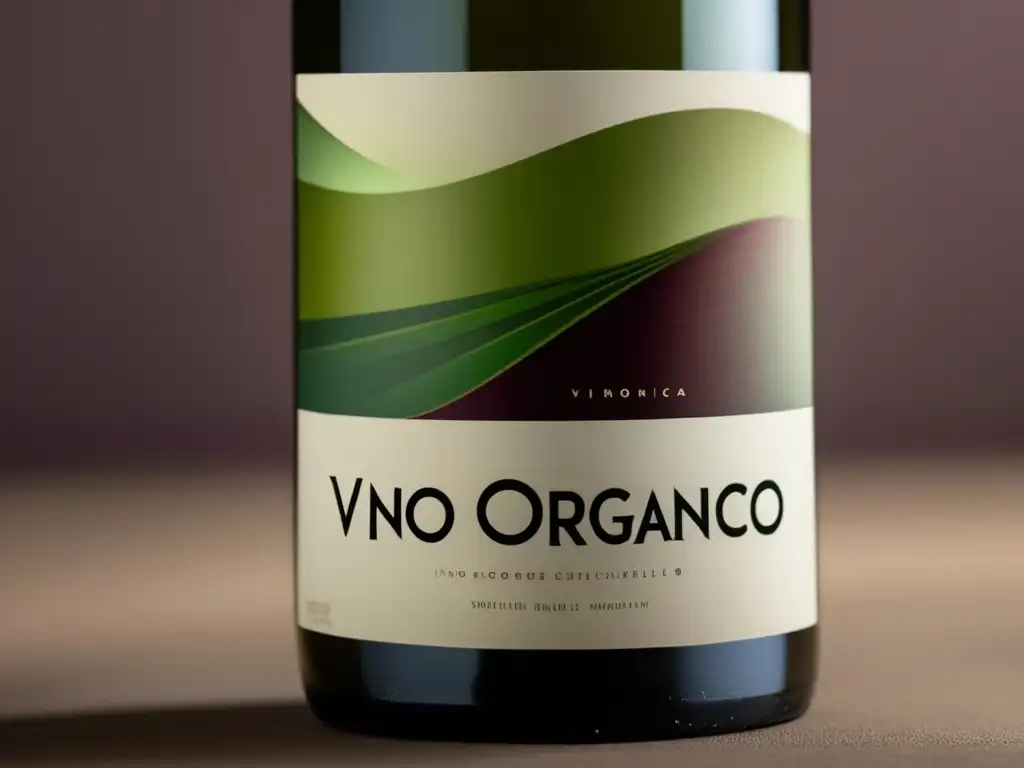 Guía para identificar vino orgánico - Etiqueta de vino minimalista con diseño elegante, tonos orgánicos y certificación destacada