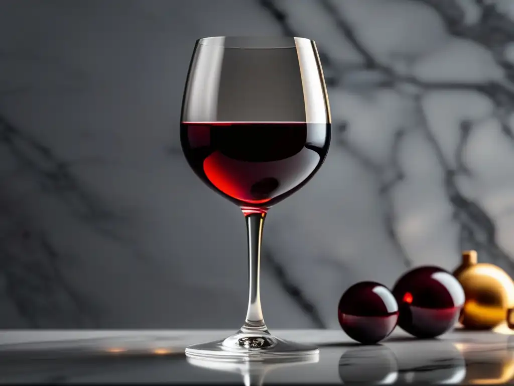 Copa de vino rojo en mármol - Beneficios del vino para la salud cardíaca