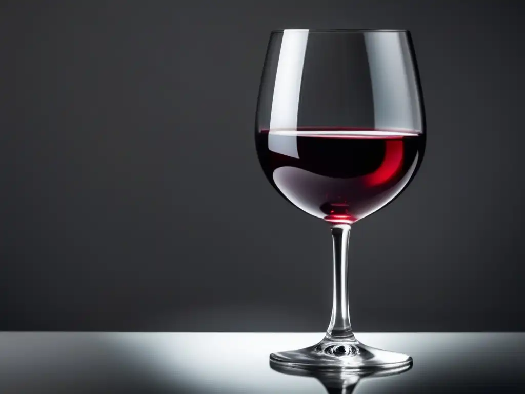 Copa de vino rojo con reflejos elegantes