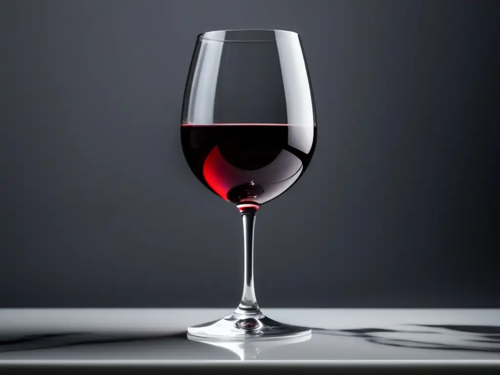 Un vino tinto de Cabernet Sauvignon, con polifenoles y elegante forma en una superficie de mármol blanco