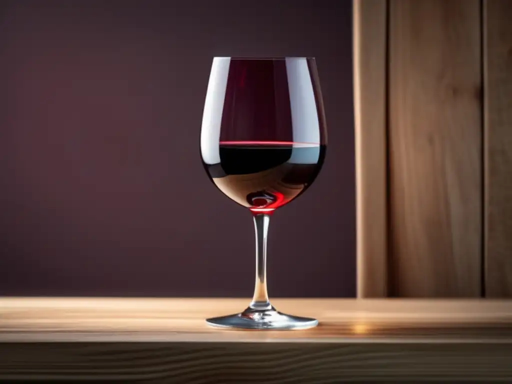 Vino y filosofía de Nietzsche - Copa de vino rojo en mesa de madera, elegante y minimalista