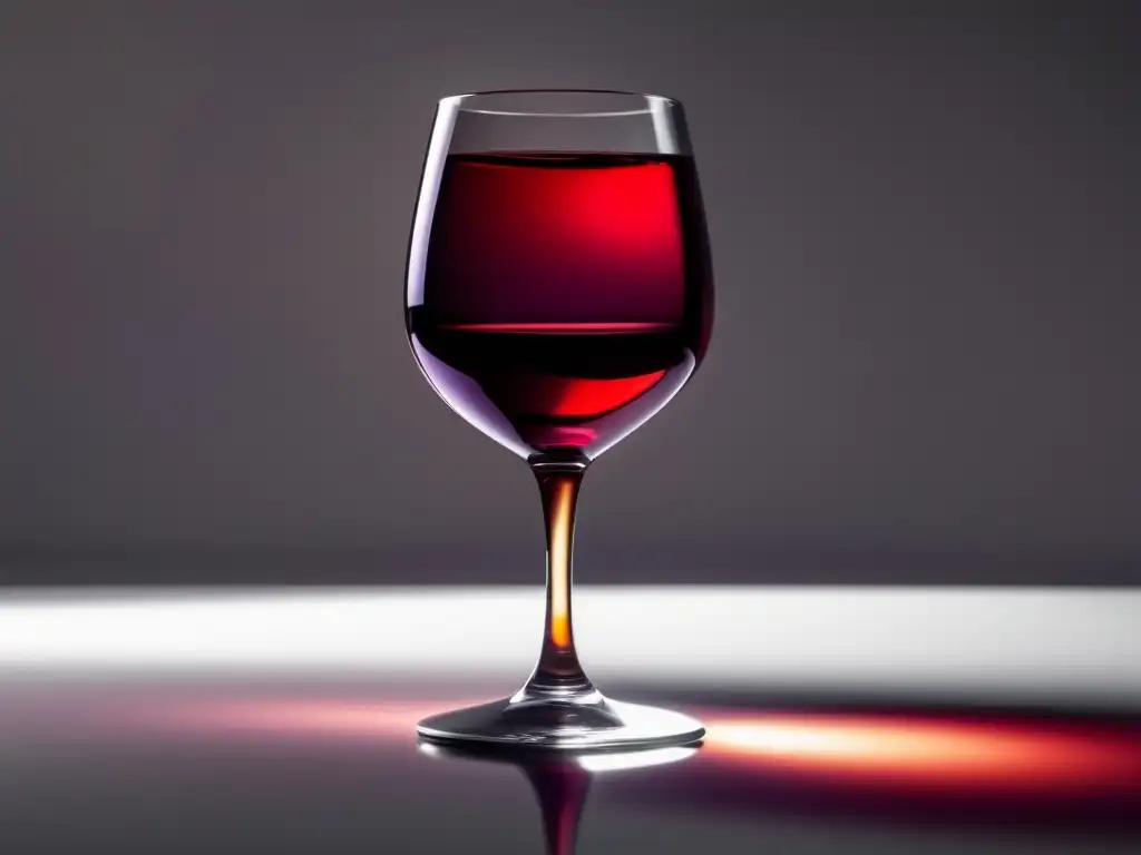 Vinos sin alcohol para brindar, copa elegante con vino rojo intenso