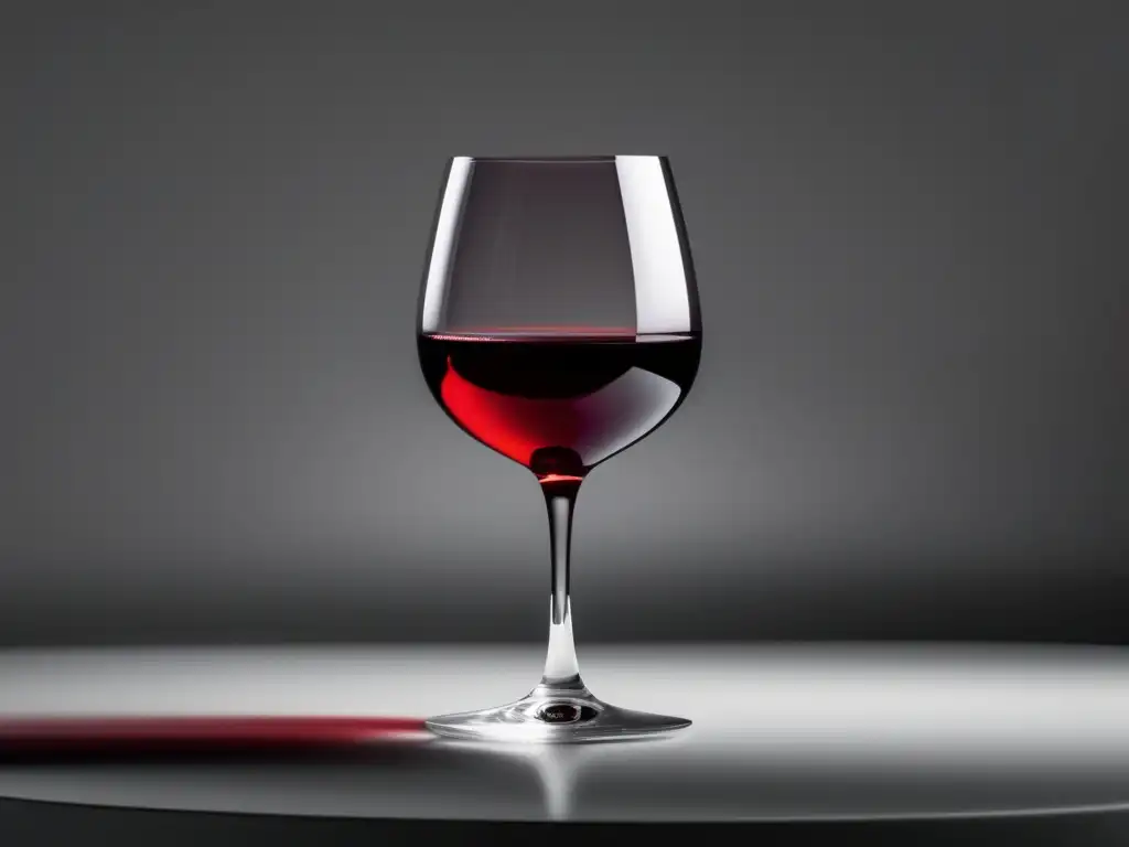 Vinos sin alcohol para brindar - Copa elegante con vino rojo intenso en fondo blanco