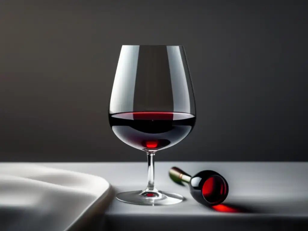 Vinos Canarios singulares y exclusivos: imagen minimalista de una copa de vino elegante y delicada, con un rico color rojo intenso