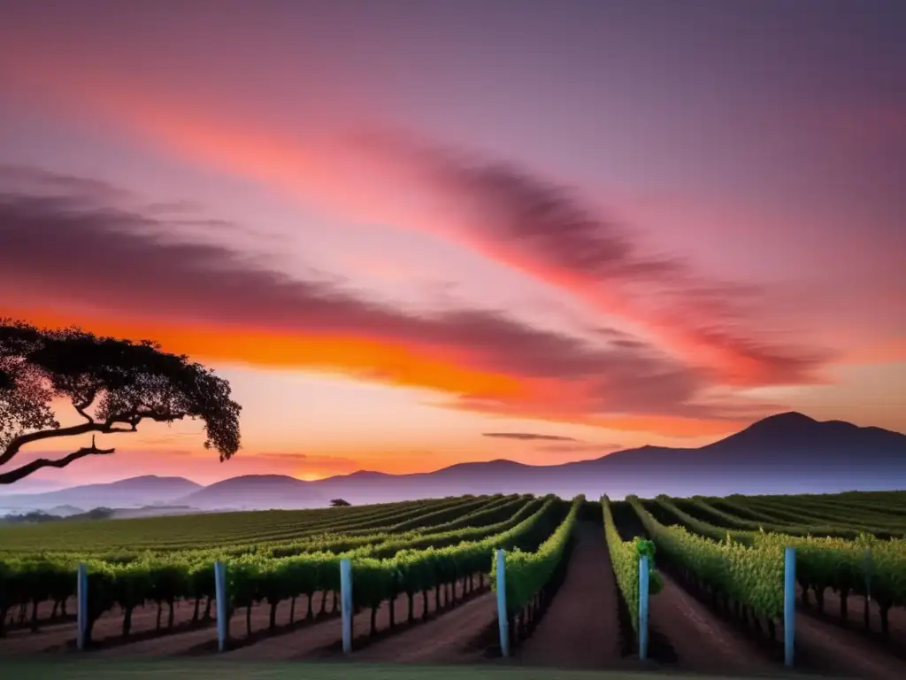 Vinos caribeños con sabores únicos en viñedo al atardecer