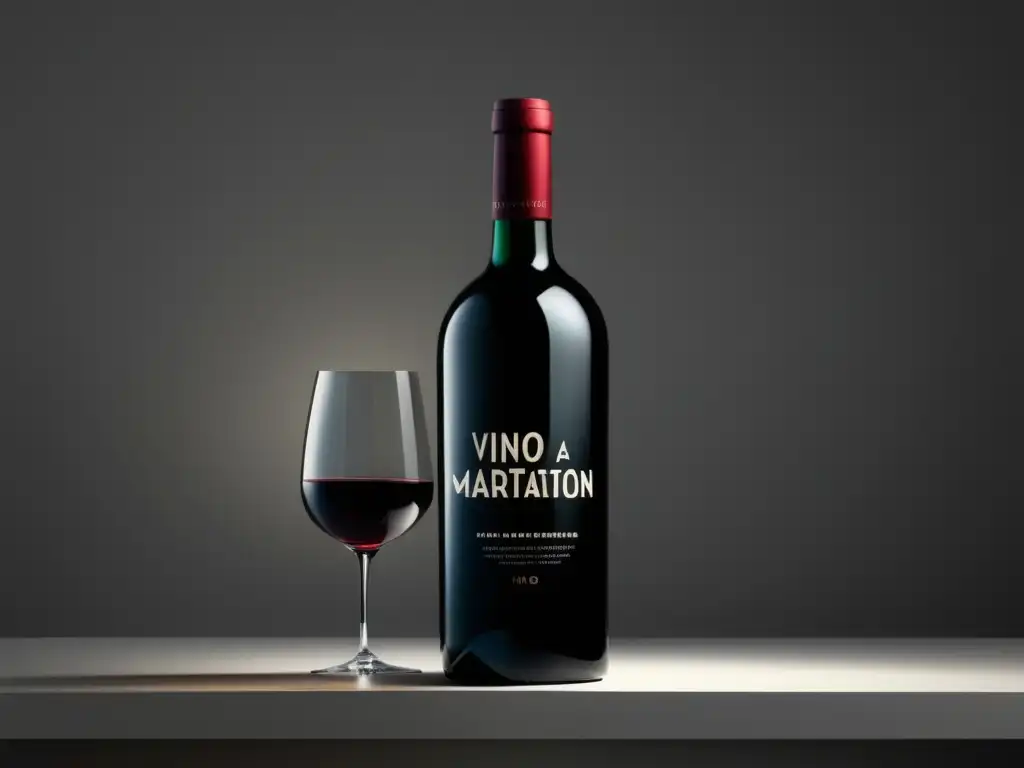 Vinos maratón cinematográfico en botella elegante y minimalista