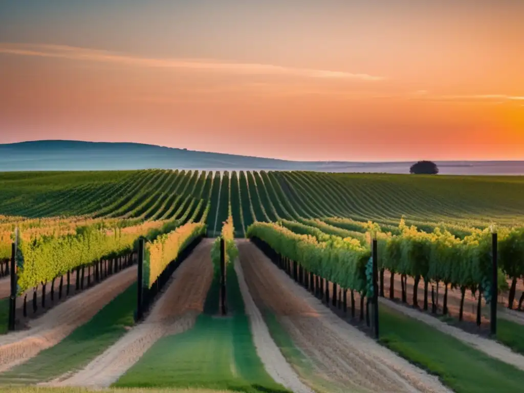 Vinos de Hungría: sabores cocina local en un viñedo minimalista al atardecer