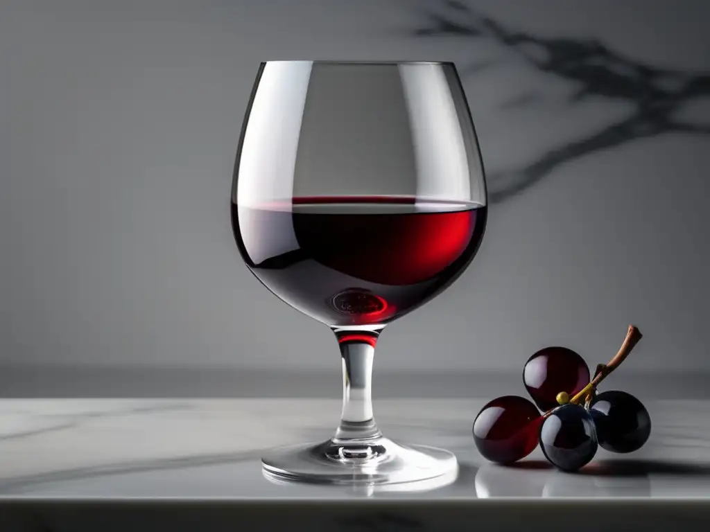 Vinos para dieta mediterránea perfecta: Copa de vino tinto en mármol blanco