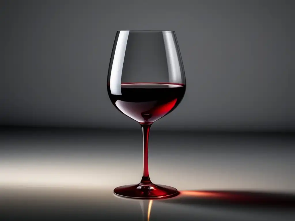 Guía degustación vinos europeos: Imagen 8k ultradetallada de una copa de vino rojo europeo, resaltando su color y claridad