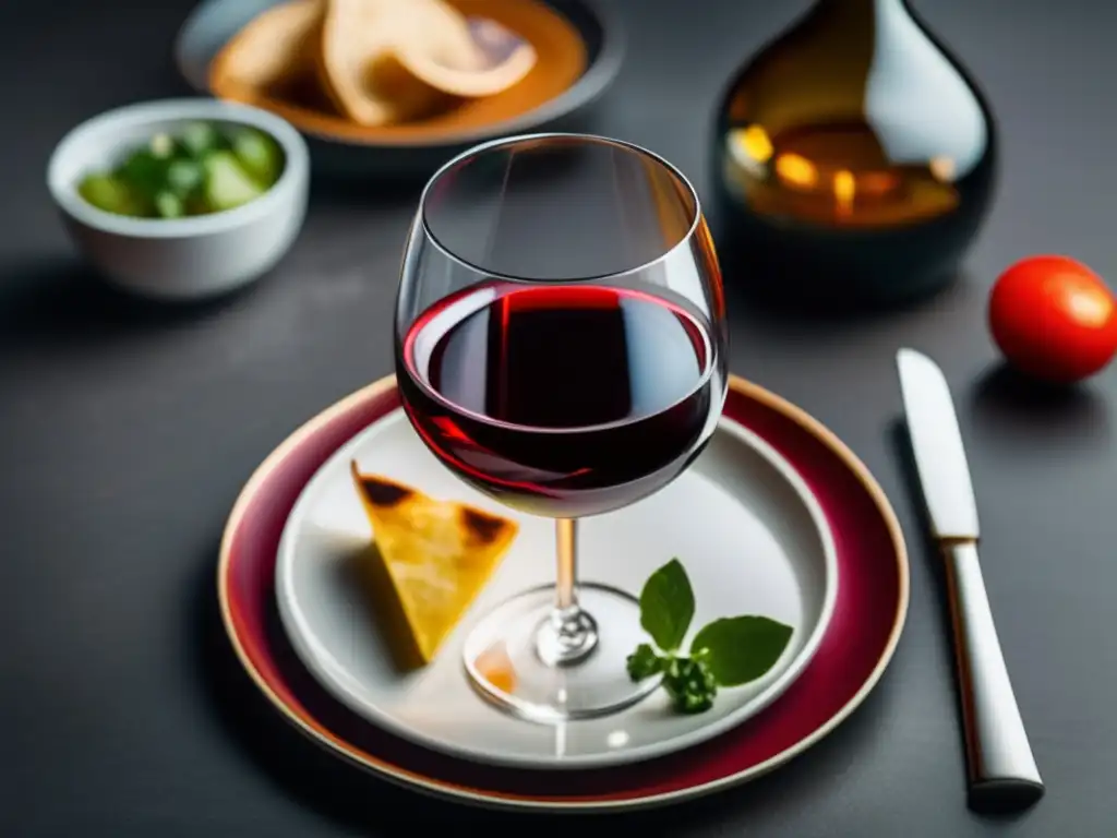 Vino y TexMex: Elegancia y sabor Vinos para gastronomía TexMex: imagen detallada de copa de vino y plato de comida, elegante y vibrante