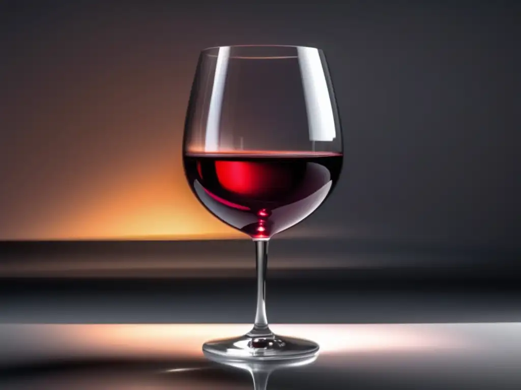 Vinos gastronómicos para festivales: copa minimalista con vino rojo intenso en superficie blanca