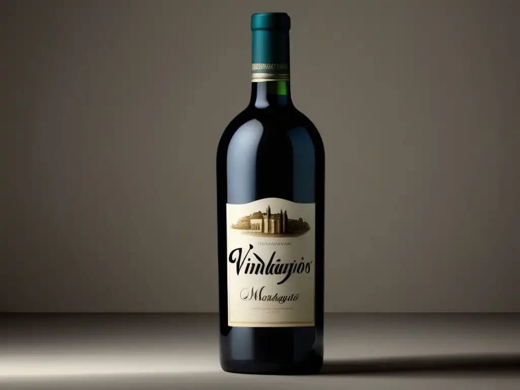 Vinos históricos Montaigne ensayos, botella minimalista en fondo blanco