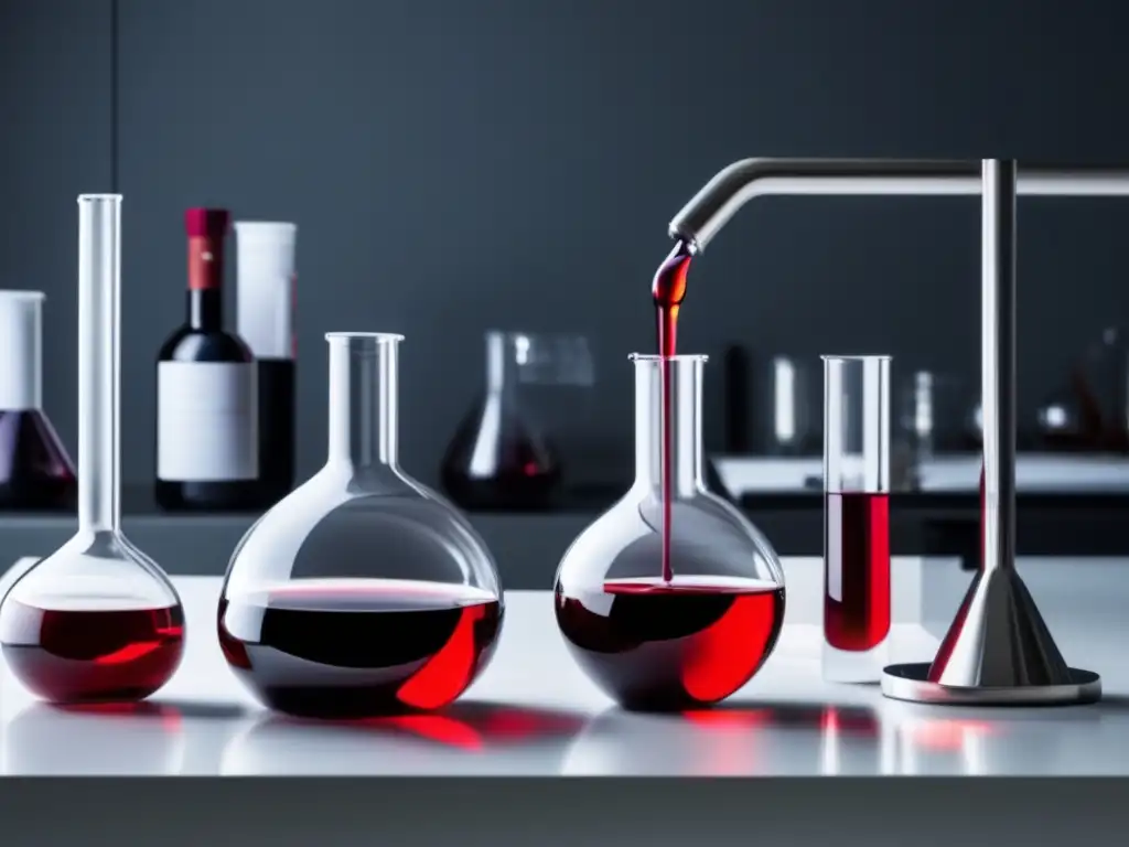 Vinos de laboratorio en eventos: Escenario minimalista de laboratorio con paredes blancas y mostradores impecables