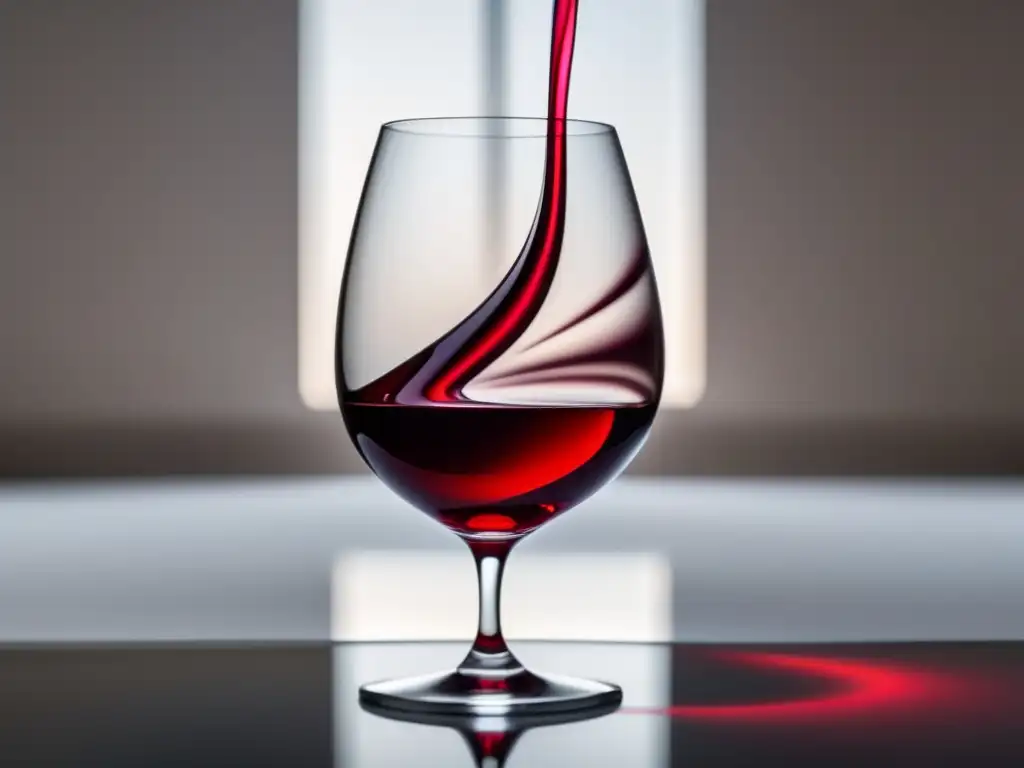 Vinos de mercados emergentes con perfiles únicos - Vidrio minimalista con un elegante vino rojo rubí, resaltando su color vibrante