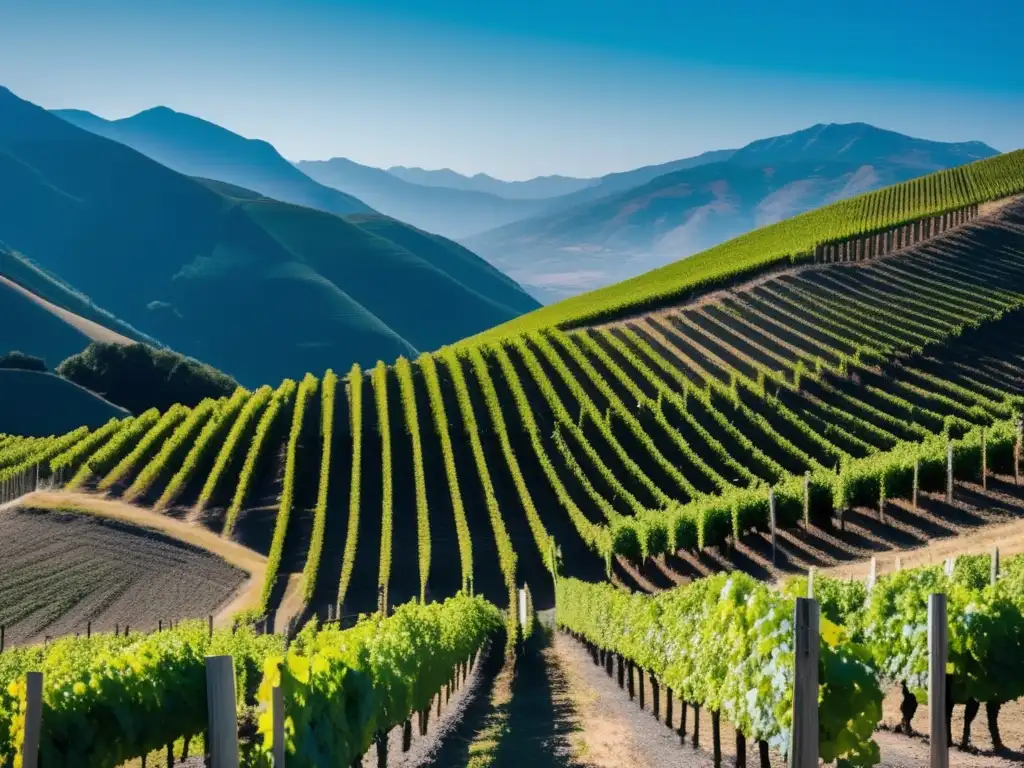 Vinos migrantes en altitudes inusuales en un viñedo con paisaje minimalista