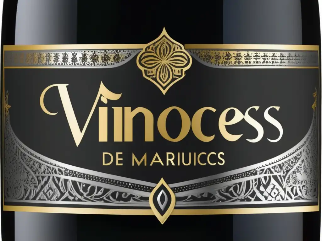 Vinos de Marruecos: Tradición y modernidad en África - Etiqueta minimalista con caligrafía plateada y toques de oro