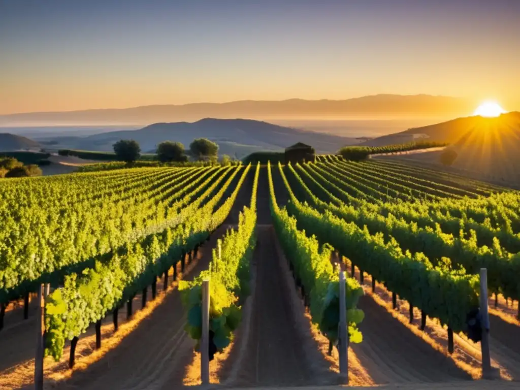 Vinos orgánicos: Moldeando paladares en un paisaje de viñedos al atardecer