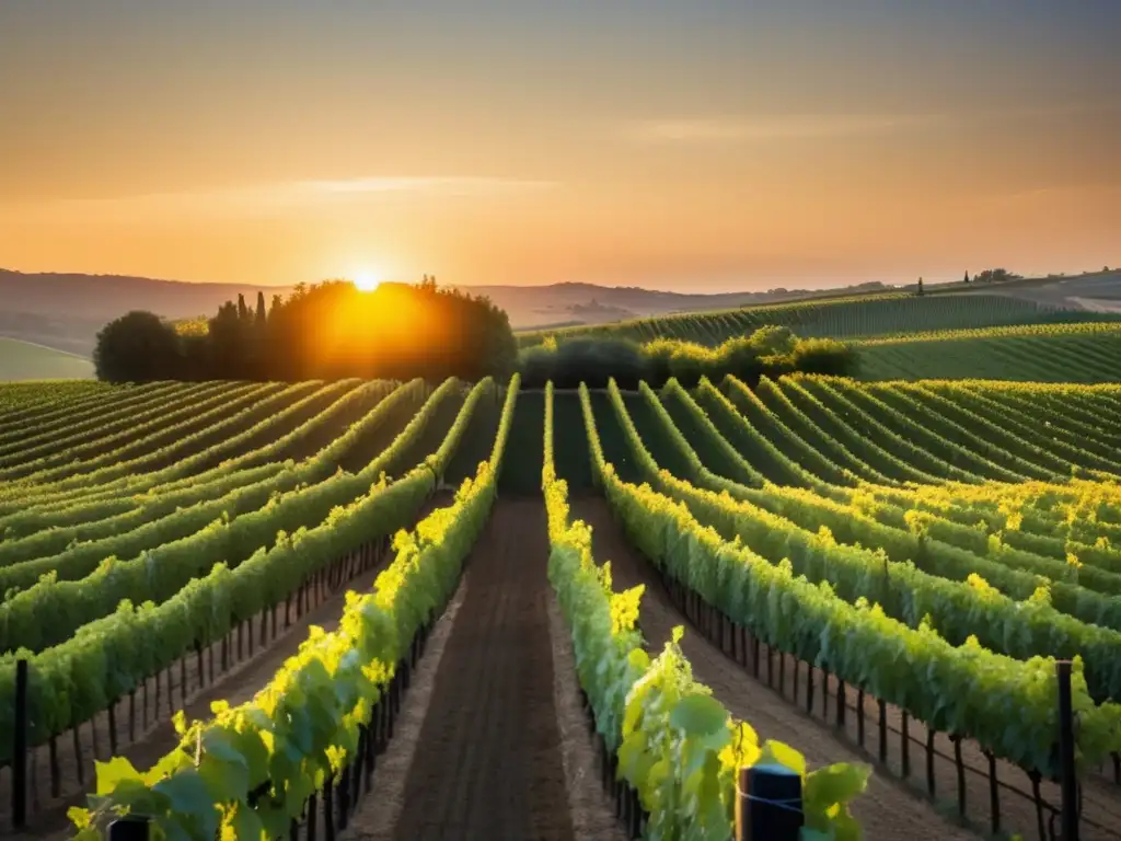 Vinos orgánicos: viñedo al atardecer, naturaleza y calidad