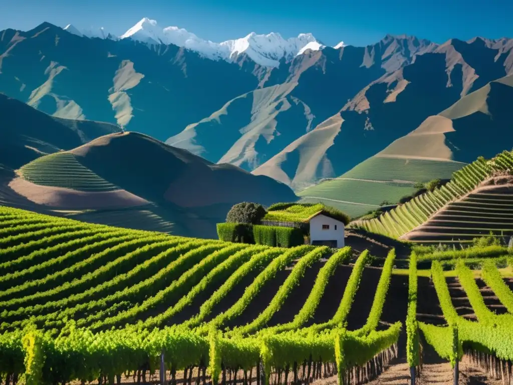 Vinos peruanos: un legado emergente - Viñedo en los Andes de Perú, serenidad y belleza natural