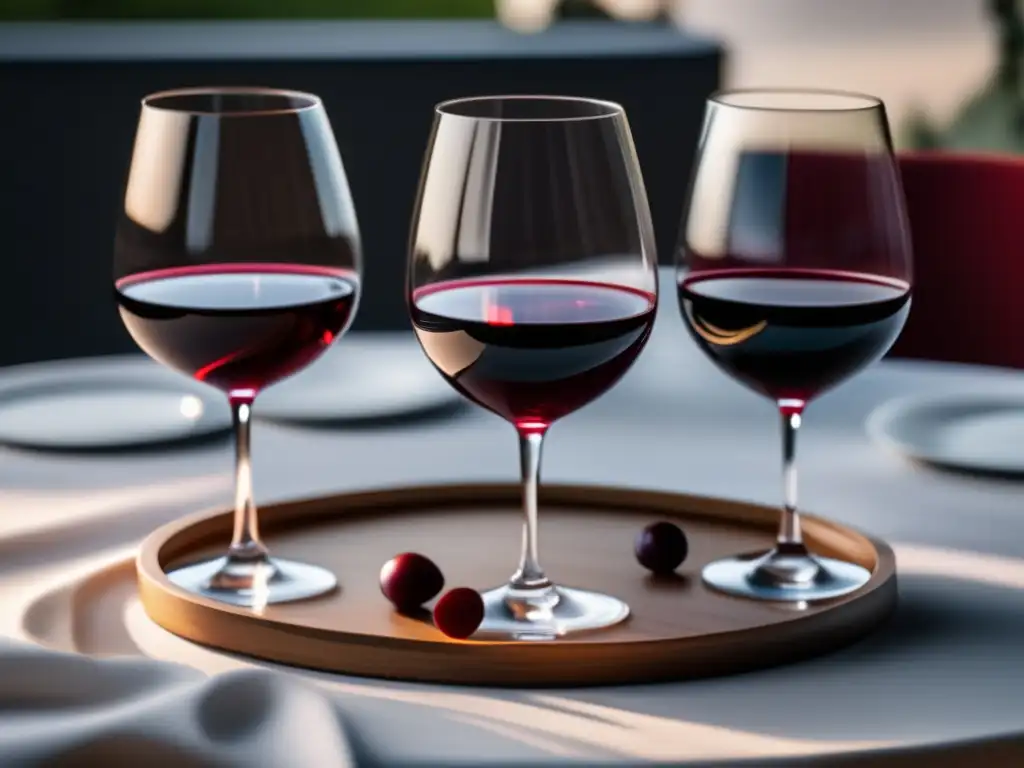 Guía cata vinos principiantes - Mesa de cata minimalista con copas de vino, luz natural