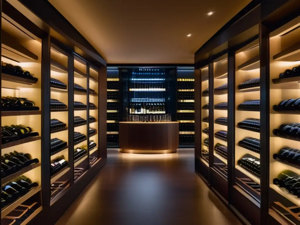 Vinos más solicitados en Michelin: Imagen de una elegante bodega de vinos en un restaurante con estrella Michelin