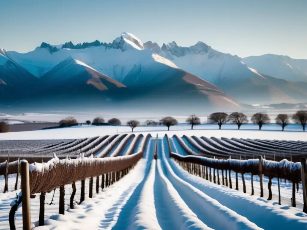 Vinos clima frío América Sur en viñedo escénico