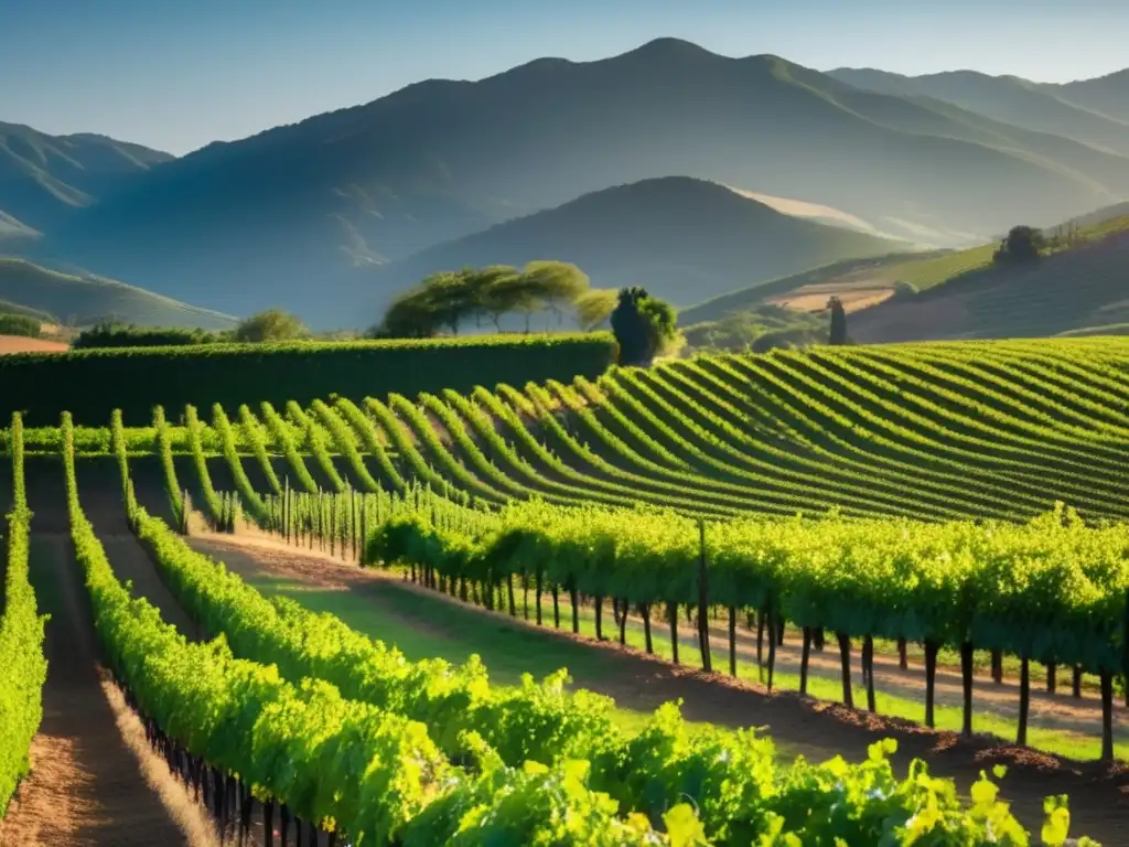 Vistas panorámicas de viñedos chilenos con Carmenere