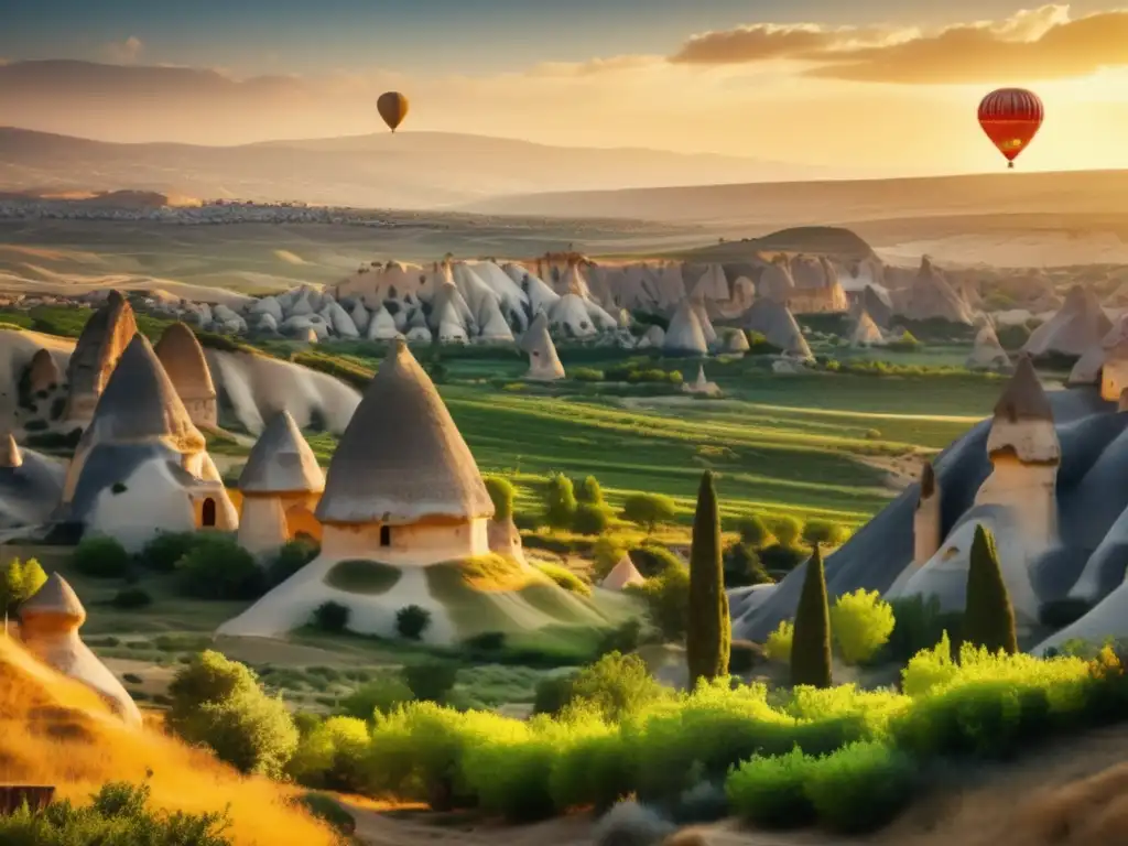 Viticultura moderna en Turquía, paisaje de Cappadocia con formaciones rocosas y viñedos